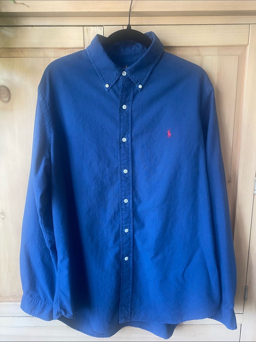 Ralph Lauren Men’s Classic Blue Button-Down Shirt with Red Pony